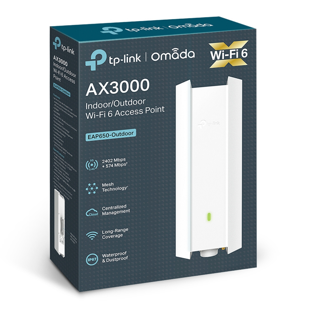 TP-Link Omada EAP650-Outdoor AX3000 Indoor/Outdoor Wi-Fi 6 Access Point