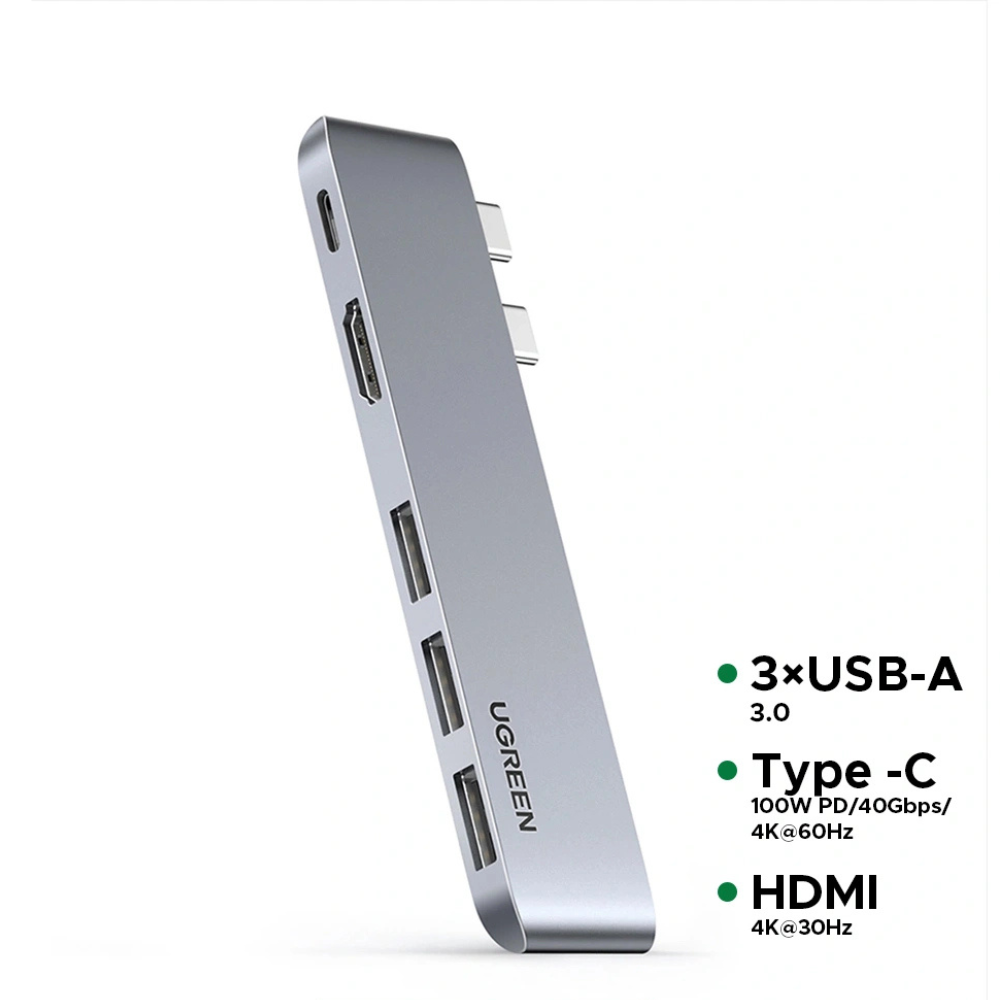 UGREEN CM251 5-in-2 Dual USB-C Mac Docking Station – 3×USB-A 3.0, 4K HDMI & 100W PD