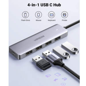 UGREEN CM263 USB-C to 4-Port USB 3.0 Hub – Type-C Direct Insert USB Splitter